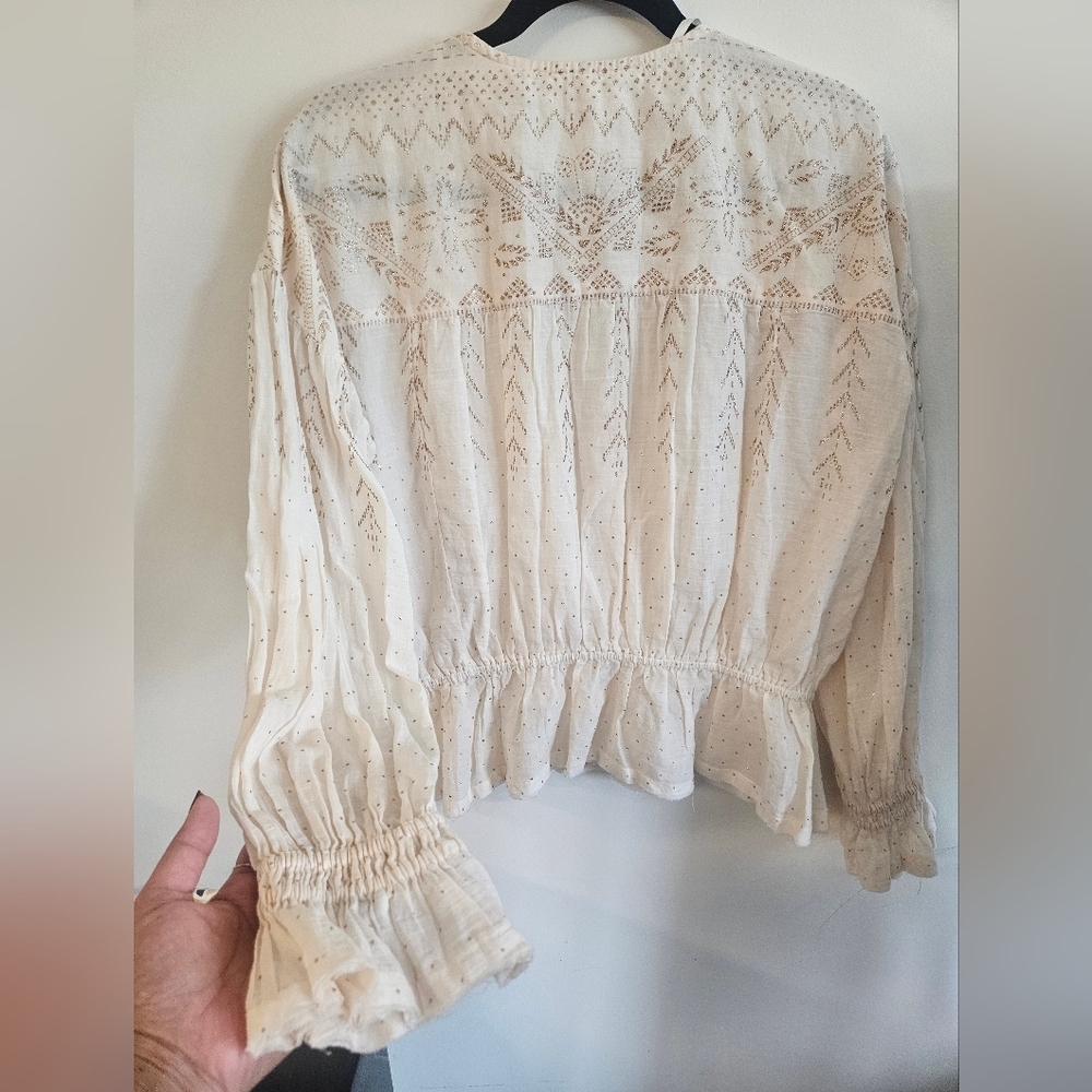 Free People Counting Stars Peasant Blouse Boho Size S - Picture 6 of 14